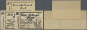 Deutschland - Notgeld - Schleswig-Holstein. Helgoland, Preußische Baukasse, 500 Tsd. Mark, 20.8.1923, 5, 10 Mio. Mark, 28.8.1923, Erh. II-III, total 3...