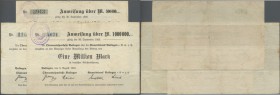 Deutschland - Notgeld - Württemberg. Balingen, Oberamtssparkasse und Gewerbebank, 500 Tsd., 1 Mio. (2) Mark, 8.8.1923 - 30.9.1923, 1 Mio. mit Stempel ...
