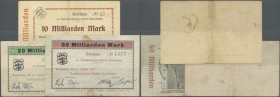Deutschland - Notgeld - Württemberg. Dornstetten, Darlehenskassen-Verein, 10, 20, 50 Mrd. Mark, 27.10.1923, Erh. III-IV, total 3 Scheine