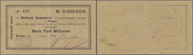 Deutschland - Notgeld - Württemberg. Ebingen, Friedrich Maag, 5 Mio. Mark, 10.10.1923 (Tag und Monat gestempelt), Scheck auf Württemb. Vereinsbank, Da...
