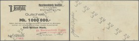 Deutschland - Notgeld - Württemberg. Eislingen / Fils, Maschinenfabrik Ventzki, 1 Mio. Mark, 17.8.1923, Eigenscheck mit gestempeltem Datum, diagonale ...