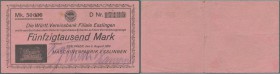 Deutschland - Notgeld - Württemberg. Esslingen, Maschinenfabrik Esslingen, 50 Tsd. Mark, 2.8.1923, Reihe D, rotes Papier, Erh. II-III