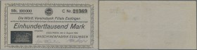 Deutschland - Notgeld - Württemberg. Esslingen, Maschinenfabrik Esslingen, 100 Tsd. Mark, 2.8.1923, Reihe C, graues Papier, Erh. II-III