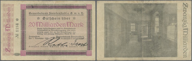 Deutschland - Notgeld - Württemberg. Freudenstadt, Gewerbebank, 20 Mrd. Mark, 1....