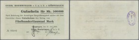 Deutschland - Notgeld - Württemberg. Göppingen, Gebr. Boehringer GmbH, 500 Tsd. Mark, 31.7.1923, Erh. II-III, Ausgabestelle bei Keller und Karau nicht...