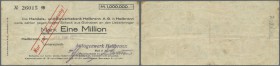 Deutschland - Notgeld - Württemberg. Heilbronn, Autogenwerk Heilbronn, 1 Mio. Mark, 18.8.1923, Datum gestempelt, Scheck auf Handels- und Gewerbebank H...