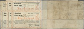 Deutschland - Notgeld - Württemberg. Künzelsau, Glenk & Co. GmbH, 1 Goldmark, 20.10.1923, 6 Scheine mit u. a. Varianten bei den Unterschriften, Erh. m...