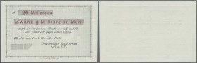Deutschland - Notgeld - Württemberg. Maulbronn, Vereinsbank, 20 Mrd. Mark, 7.11.1923, blanko ohne KN und Unterschriften, Erh. I