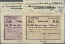 Deutschland - Notgeld - Württemberg. Mengen, Schwäbische Celluloidwarenfabrik, 100 Tsd. Mark, 17.8.1923, 200 Tsd. Mark, 9.8.1923, 20, 50 Mrd. Mark, 6....