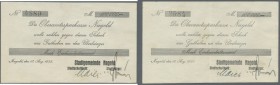 Deutschland - Notgeld - Württemberg. Nagold, Stadtgemeinde, 100 Tsd. Mark, 10.8.1923, 2 gedr. Schecks auf Oberamtssparkasse Nagold, ”G” von ”Guthaben”...