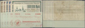 Deutschland - Notgeld - Württemberg. Öhringen, Amtskörperschaft, 100 Tsd. Mark, 17.8., 22.8., 24.8.1923, o.D. mit KN, o. D. und ohne KN, Schecks auf O...