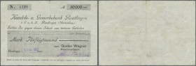 Deutschland - Notgeld - Württemberg. Reutlingen, Gustav Wagner Maschinenfabrik, 50 Tsd. Mark, 25.8.1923 (Datum gestempelt), Erh. III-
