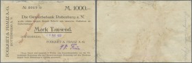 Deutschland - Notgeld - Württemberg. Rottenburg, Fouquet & Frauz AG, 1000 Mark, 24.8.1923 (Datum gestempelt), Scheck auf Gewerbebank Rottenburg, Ausga...
