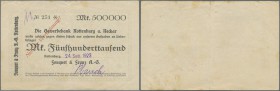 Deutschland - Notgeld - Württemberg. Rottenburg, Fouquet & Franz AG, 500 Tsd. Mark, 24.9.1923, Datum gestempelt, Nennwert nicht bei Karau, Erh. III