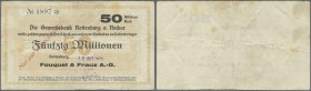 Deutschland - Notgeld - Württemberg. Rottenburg, Fouquet & Franz AG, 50 Mio. Mark, 12.10.1923, Datum gestempelt, Ausstellungstag nicht bei Karau, Erh....
