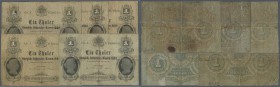 Deutschland - Altdeutsche Staaten. Lot mit 5 Banknoten zu 1 Thaler Königlich Sächsisches Cassen-Billet 1867, PiRi A396, alle in gebrauchter bis stark ...