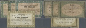 Deutschland - Altdeutsche Staaten. set mit 4 Banknoten der Darlehens-Scheine der Stadt Kaiserslautern 1870, dabei 3 x 1 Gulden und 2 Gulden 1870, PiRi...