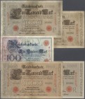 Deutschland - Deutsches Reich bis 1945. Kleines Lot mit 5 Banknoten, dabei 100 Mark 1898 mit Unterdruckbuchstabe ”V” und Serie ”B” (seltene Kombinatio...