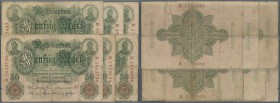 Deutschland - Deutsches Reich bis 1945. Lot mit 6 Banknoten zu 50 Mark 1907, Ro.29 in stärker gebrauchter bis stark gebrauchter Erhaltung mit Flecken,...