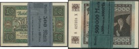 Deutschland - Deutsches Reich bis 1945. Original Bündel mit 50 Banknoten der Reichsbank zu 10 Mark 1920 (Ro.63) mit Banderole und fortlaufender Serien...