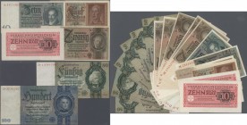 Deutschland - Deutsches Reich bis 1945. Kleines Lot mit 27 Banknoten Weimarer Republik und Wehrmachtsausgaben, dabei 3 x 10 Reichsmark 1929 Ro.173, 6 ...