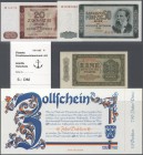 Deutschland - DDR. Kleines Lot DDR mit 1 Mark 1948 Ro.340d in leicht gebraucht, 20 und 50 Mark 1964 Ersatznoten mit Serie ”ZU” und ”ZC” in kassenfrisc...