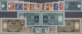 Deutschland - Nebengebiete Deutsches Reich. Sehr seltenes set mit 9 Banknoten der Sparkasse Laibach 1944 mit 50, 100, 500 und 1000 Lire vom 14.09.1944...