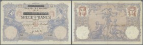 Deutschland - Nebengebiete Deutsches Reich. 1000 Francs Tunesien o.D.(1942-43), Ro.668, überdruckt auf einer nicht verausgabten und nicht gelisteten N...