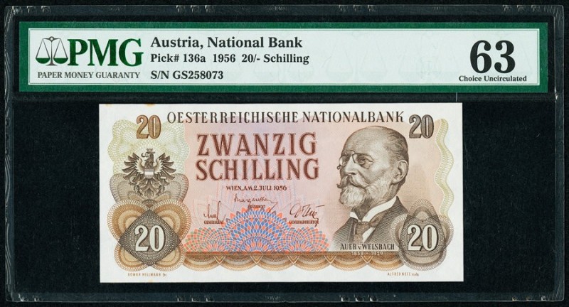 Austria Austrian National Bank 20 Schilling 2.7.1956 Pick 136a PMG Choice Uncirc...