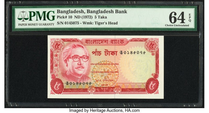 Bangladesh Bangladesh Bank 5 Taka ND (1972) Pick 10 PMG Choice Uncirculated 64 E...