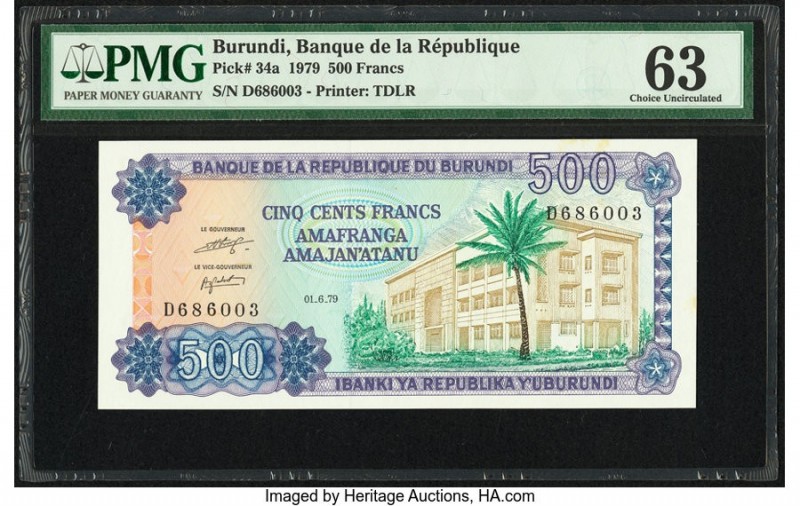 Burundi Banque de la Republique du Burundi 500 Francs 1.6.1979 Pick 34a PMG Choi...