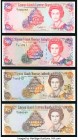 Cayman Islands Currency Board 10; 25 Dollars 1991 Pick 13; 14; Monetary Authority 10; 25 Dollars 1996 Pick 23; 24 Choice Crisp Uncirculated. 

HID0980...
