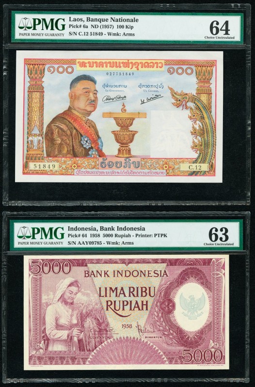 Indonesia Bank Indonesia 5000 Rupiah 1958 Pick 64 PMG Choice Uncirculated 63; La...