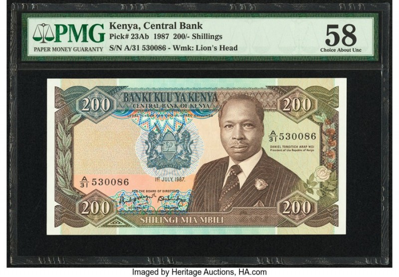 Kenya Central Bank of Kenya 200 Shillings 1.7.1987 Pick 23Ab PMG Choice About Un...