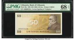 Lithuania Bank of Lithuania 50 Litu 1991 (ND 1993) Pick 49a PMG Superb Gem Unc 68 EPQ. 

HID09801242017

© 2020 Heritage Auctions | All Rights Reserve...