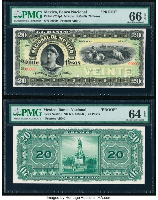 Mexico Banco Nacional de Mexicano 20 Pesos ND (ca. 1885-89) Pick S259p1 Front an...