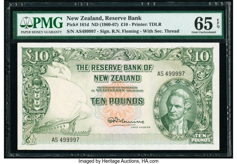 New Zealand Reserve Bank of New Zealand 10 Pounds ND (1960-67) Pick 161d PMG Gem...