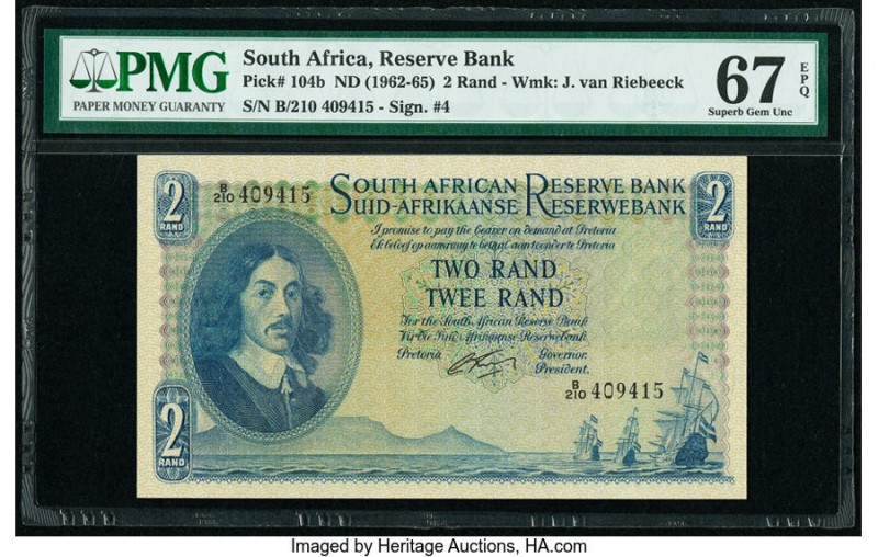 South Africa South African Reserve Bank 2 Rand ND (1962-65) Pick 104b PMG Superb...