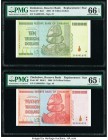 Zimbabwe Reserve Bank of Zimbabwe 10; 20 Trillion Dollars 2008 Pick 88*; 89* Two Replacement Notes PMG Gem Uncirculated 66 EPQ; Gem Uncirculated 65 EP...