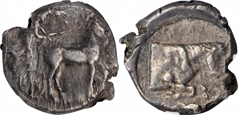 SICILY. Gela. AR Tetradrachm (16.88 gms), ca. 430-425 B.C. NGC VF, Strike: 2/5 S...