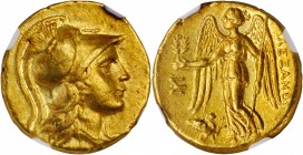 MACEDON. Kingdom of Macedon. Alexander III (the Great), 336-323 B.C. AV Stater (8.49 gms), Teos Mint, Posthumous issue under Antigonos I, ca. 310-301 ...