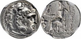 THRACE. Kingdom of Thrace. Lysimachos, 323-281 B.C. AR Drachm, Kolophon Mint, ca. 301/0-300/299 B.C. NGC AU.
Pr-1832; HGC-3.2, 1751d. Obverse: Head o...