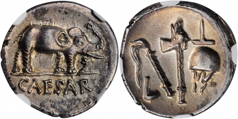 JULIUS CAESAR. AR Denarius (3.90 gms), Military Mint Traveling with Caesar, 49 B...