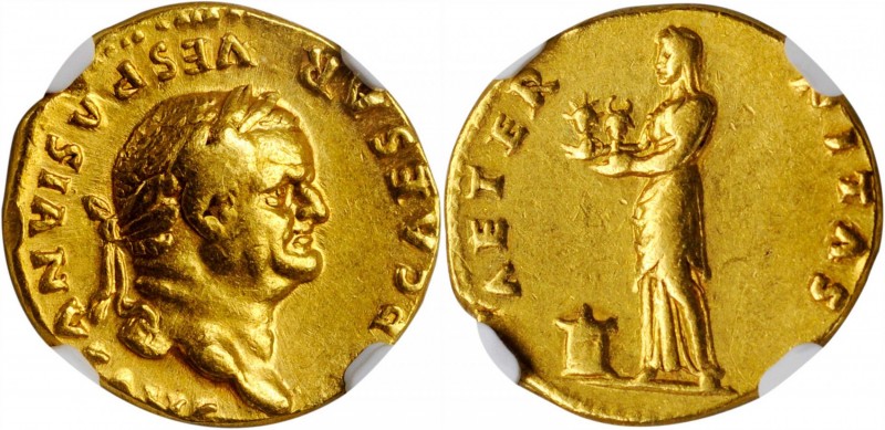 VESPASIAN, A.D. 69-79. AV Aureus (5..49 gms), Rome Mint, A.D. 76. NGC Ch VF, Str...