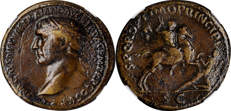 TRAJAN, A.D. 98-117. AE Sestertius (27.77 gms), Rome Mint, ca. A.D. 104/5-107. N...