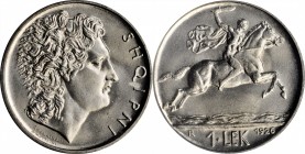 ALBANIA. Lek, 1926-R. Rome Mint. PCGS MS-67.
KM-5. An unusually choice nickel Lek of Albania. Republican issue and Rome mint. Fully brilliant with un...