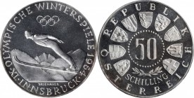 AUSTRIA. 50 Schillings, 1964. PCGS PROOF-68 Cameo Gold Shield.
KM-2896. Winter Olympics issue. Elite for the issue with two examples graded PR-68 Cam...