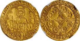 BELGIUM. Peter d'Or, (1355-83). Louvain Mint. Jeanne & Wenceslas. NGC MS-61.
Fr-11, Del-45. A superb Gold Peter d'Or. Graded mint state with every de...