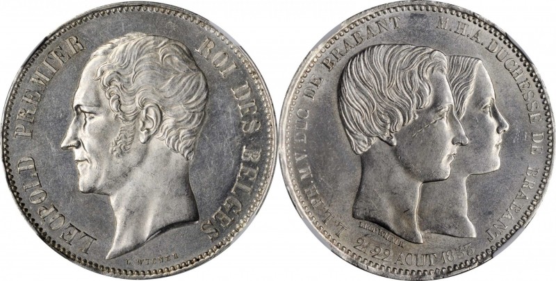 BELGIUM. 5 Francs, 1853. Leopold I. NGC MS-61.
KMX-2.1. Here is the always popu...