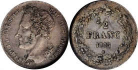 BELGIUM. 1/2 Franc, 1835. Leopold I. NGC VF-30.
KM-6. An evenly worn and problem-free coin with dark toned, nicely original surfaces.
Estimate: $40....